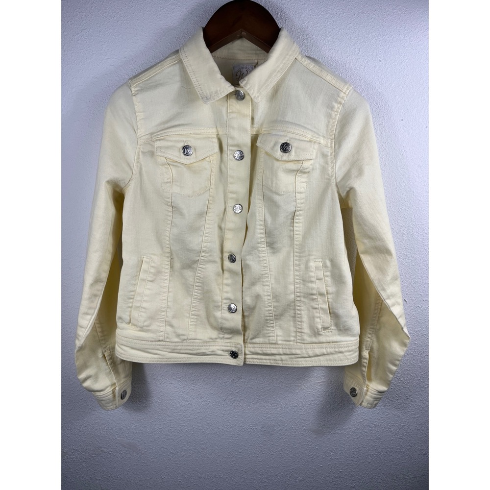 Westport Women Denim Jacket Yellow M Classic Trucker Pastel Button Up Coat